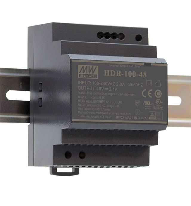 明纬HDR-150系列150W导轨型电源供应器HDR-150-12/HDR-150-15/HDR-150-24/HDR-150-48工业控制系统机电设备电源