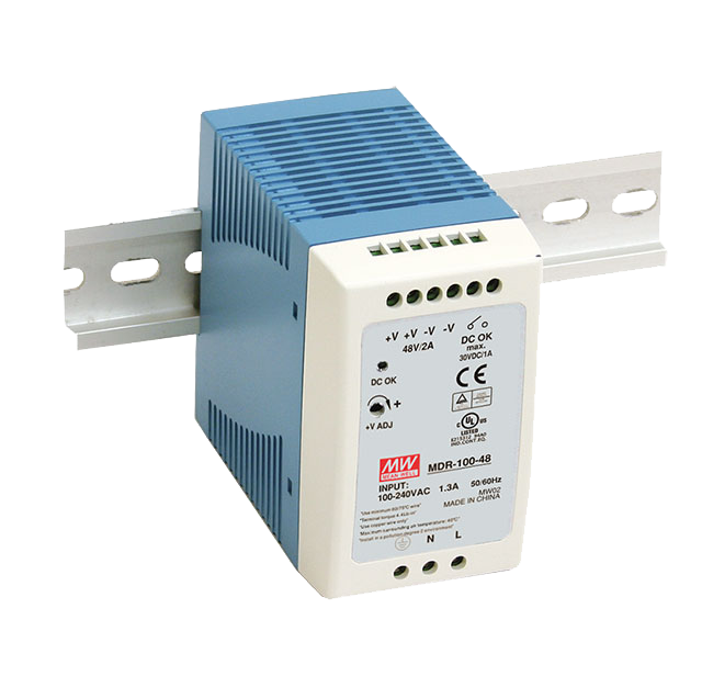 MDR-100系列96W单组输出导轨型工业电源MDR-100-12/MDR-100-24/MDR-100-48低损耗电源供应器