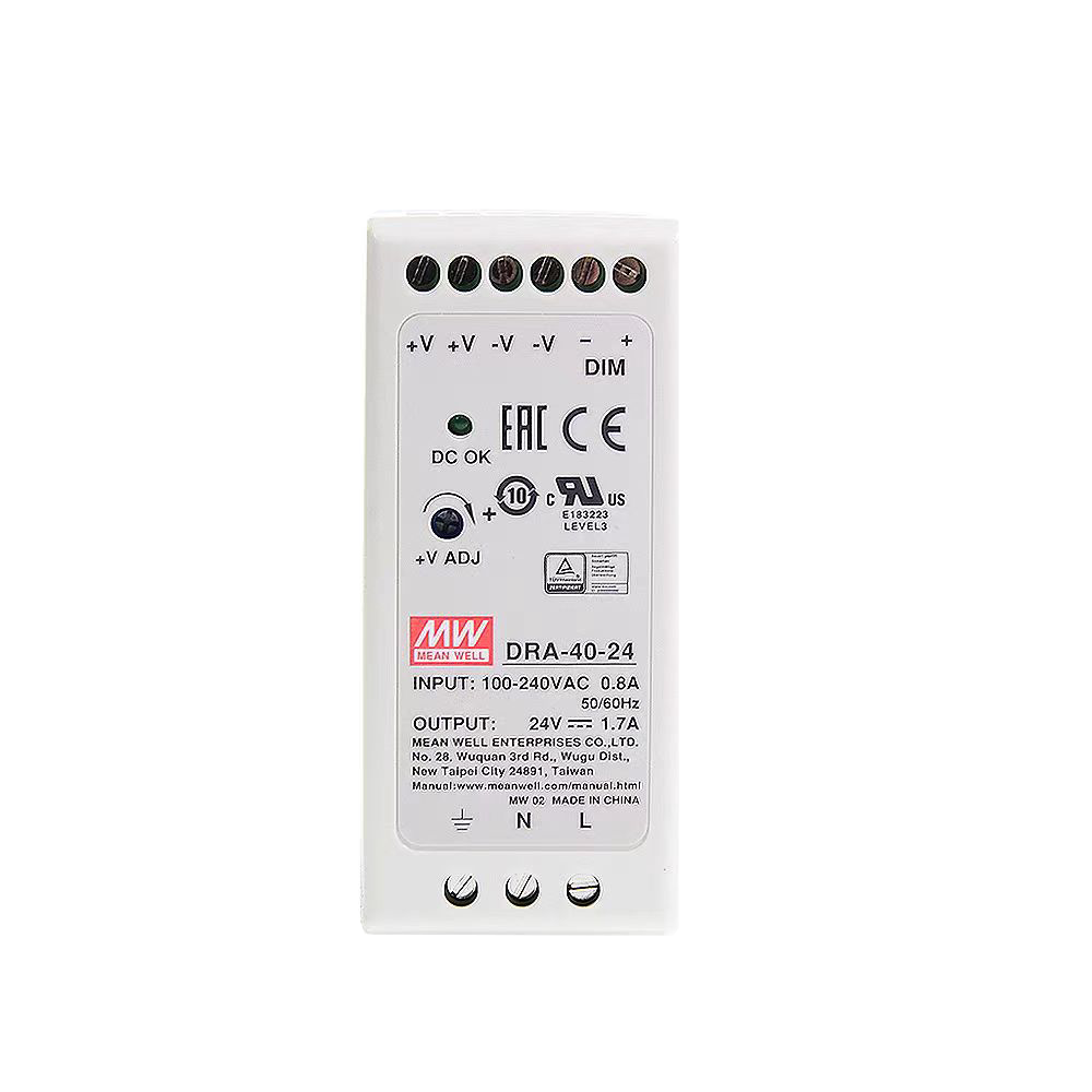 DRA-40-24明纬导轨电源40W交变直流导轨型电源供应器DRA-40-12机器视觉检测系统电源供应器