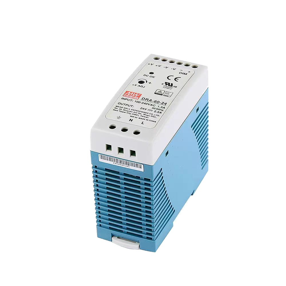 DRA-60-24明纬导轨型电源60W交变直流导轨型电源供应器DRA-60-12符合德国工业标准小体积电源供应器