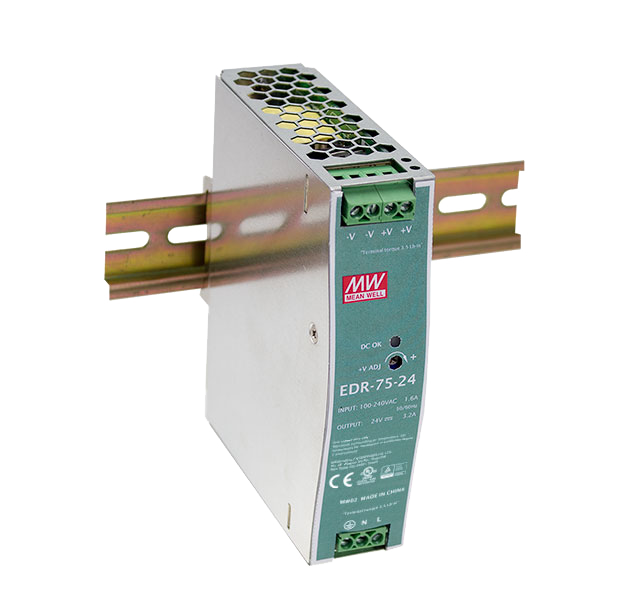 台湾明纬EDR-75-24经济型电源EDR-75-12导轨型金属薄款开关电源EDR-75-48半导体设备电源供应器