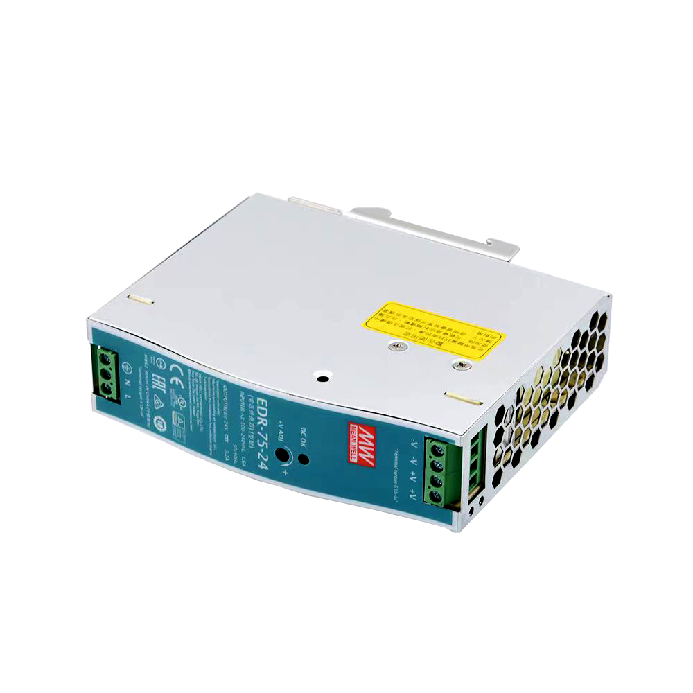 台湾明纬EDR-75-24经济型电源EDR-75-12导轨型金属薄款开关电源EDR-75-48半导体设备电源供应器