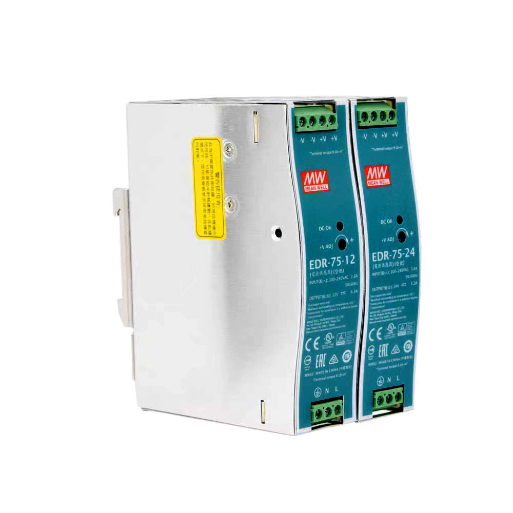 台湾明纬EDR-75-24经济型电源EDR-75-12导轨型金属薄款开关电源EDR-75-48半导体设备电源供应器