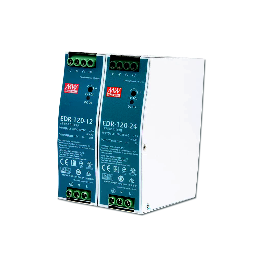 明纬电源EDR-120-24 120W24V导轨型输出薄款电源EDR-120-12/EDR-120-48电源供应器