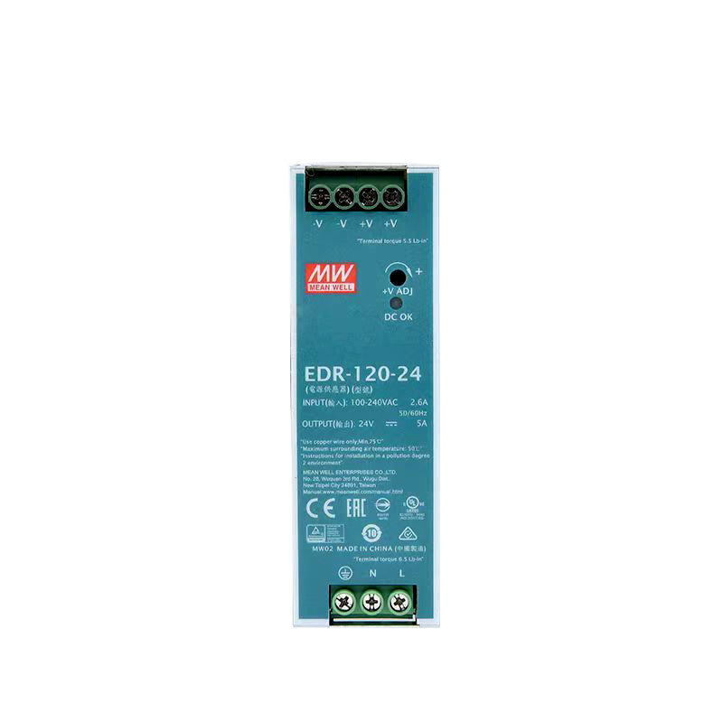 明纬电源EDR-120-24 120W24V导轨型输出薄款电源EDR-120-12/EDR-120-48电源供应器