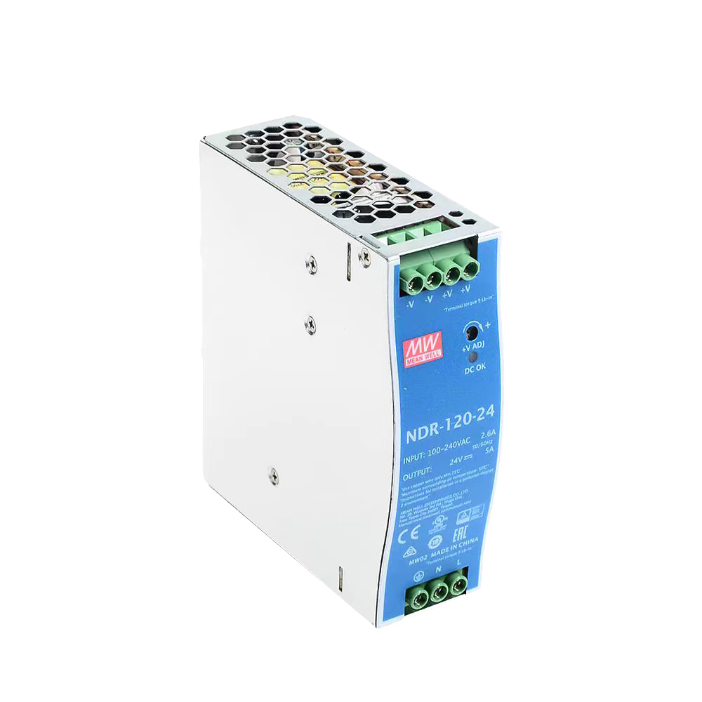 明纬电源NDR-120-24工业用DIN导轨型单组输出电源供应器NDR-120-12轨道式开关电源NDR-120-48