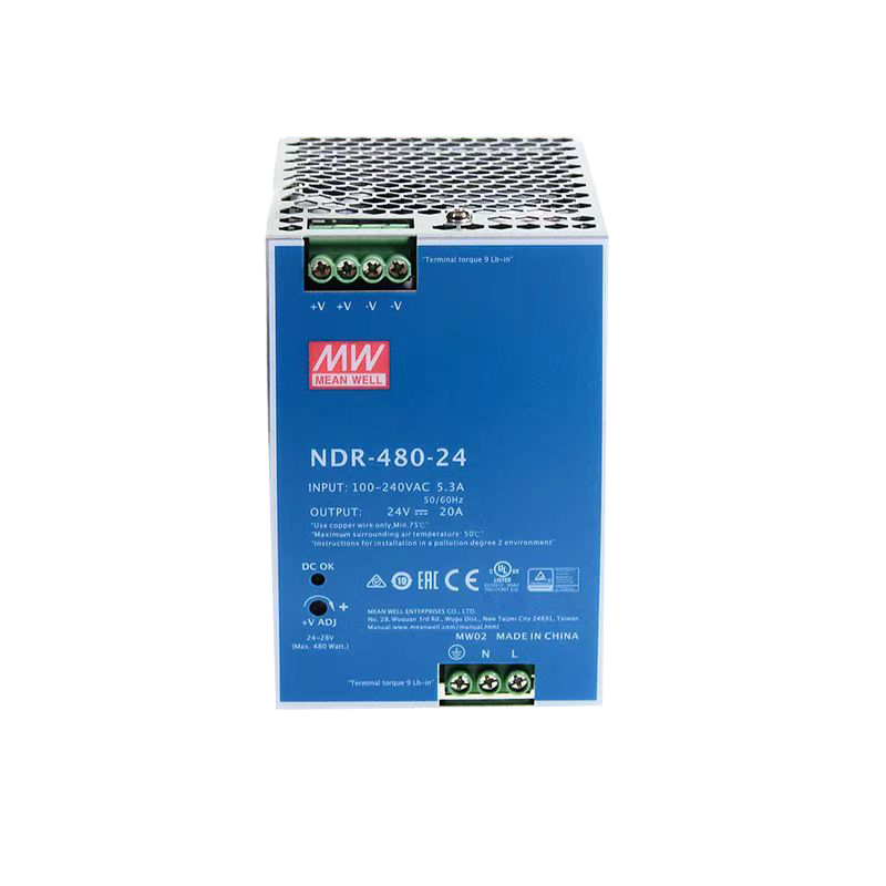 台湾明纬NDR-480-24超薄DIN导轨型输出NDR-480-48带PFC功能开关电源