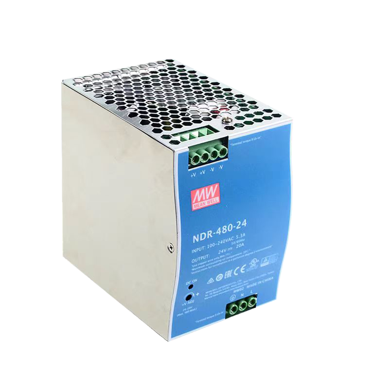 台湾明纬NDR-480-24超薄DIN导轨型输出NDR-480-48带PFC功能开关电源