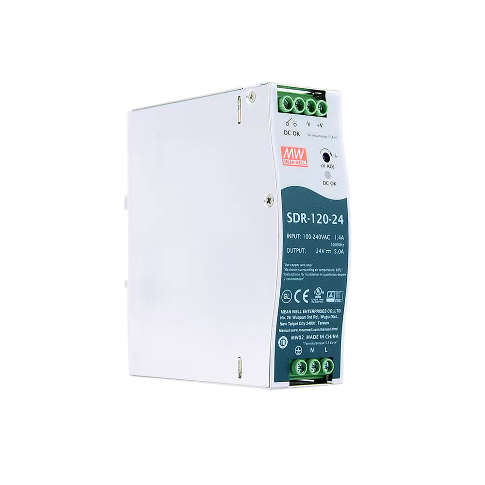 SDR-120-24明纬120W单组输出工业用DIN导轨型有PFC功能电源SDR-120-12/SDR-120-48
