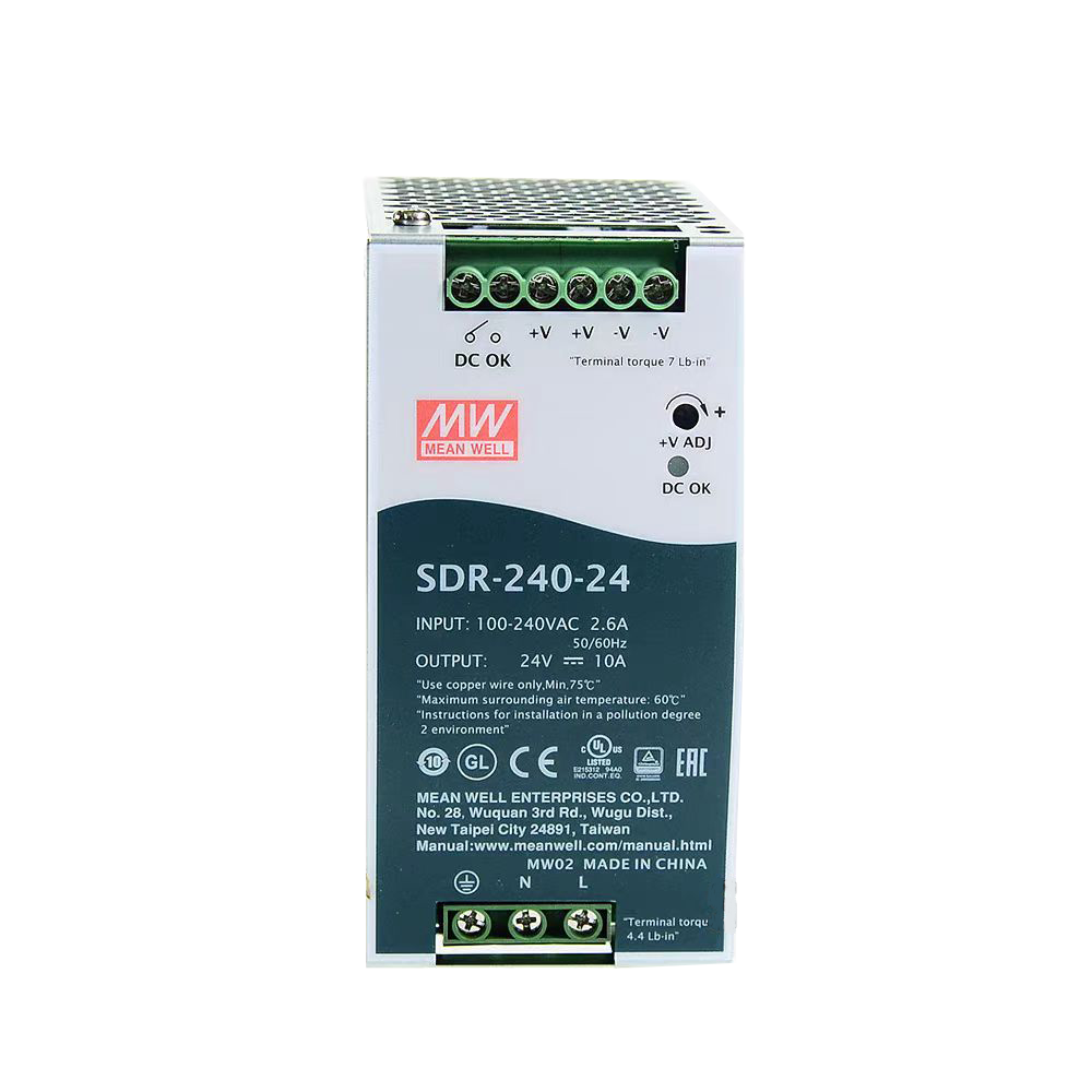 SDR-240系列240W单组输出工业用DIN导轨型有PFC功能电源SDR-240-12/SDR-240-24/SDR-240-48