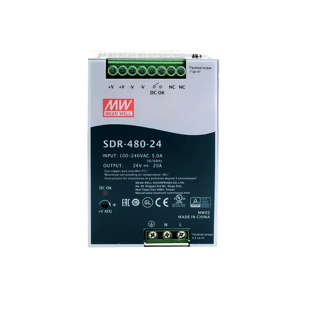 SDR-480系列480W单组输出工业用DIN导轨型有PFC功能电源SDR-480-24 24V20A/SDR-480-48 48V10A电源供应器
