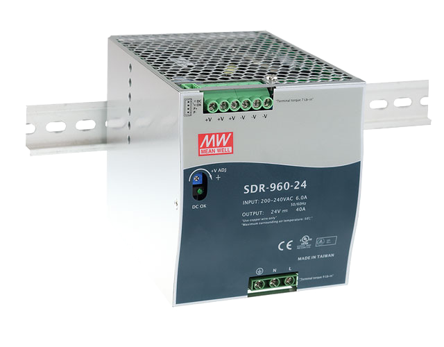 960W大功率SDR-960-24导轨型电源SDR-960-48台湾明纬电源供应器高效率带PFC并联