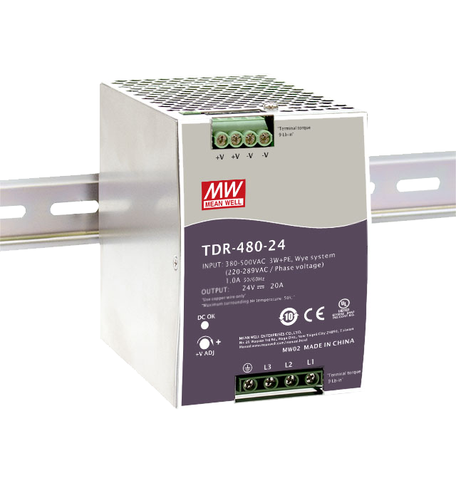 台湾明纬TDR-480-24三组输出240W24V20A明纬工业电源超薄导轨式电源TDR-480-48 48V10A电源供应器