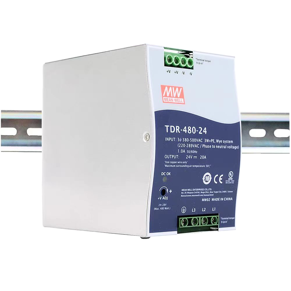 台湾明纬TDR-480-24三组输出240W24V20A明纬工业电源超薄导轨式电源TDR-480-48 48V10A电源供应器