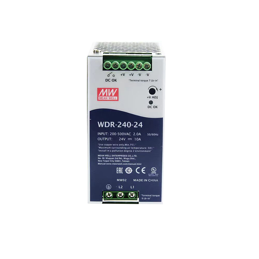 导轨式明纬电源WDR-240-24单组输出240W24V工业电源WDR-240-48