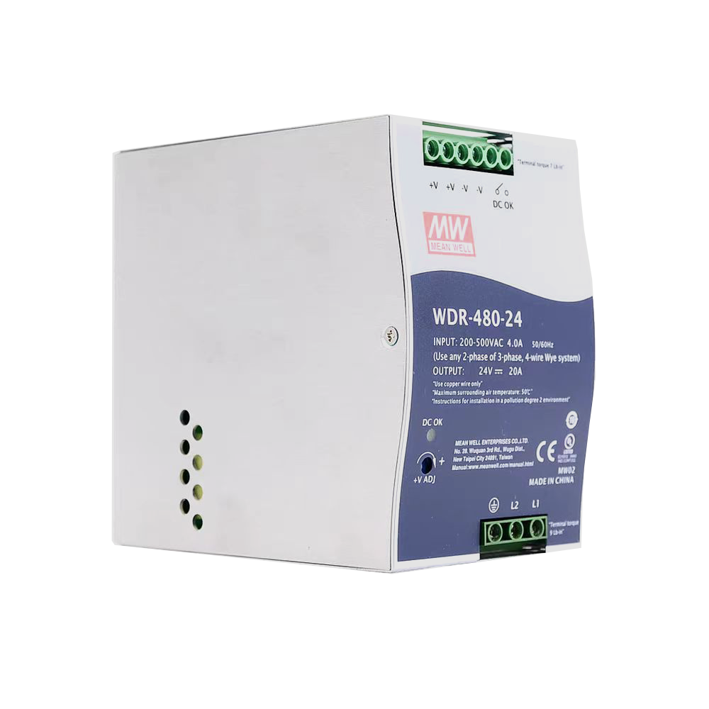 明纬电源WDR-480-24单组输出480W24V工业电源供应器带PFC功能WDR-480-48