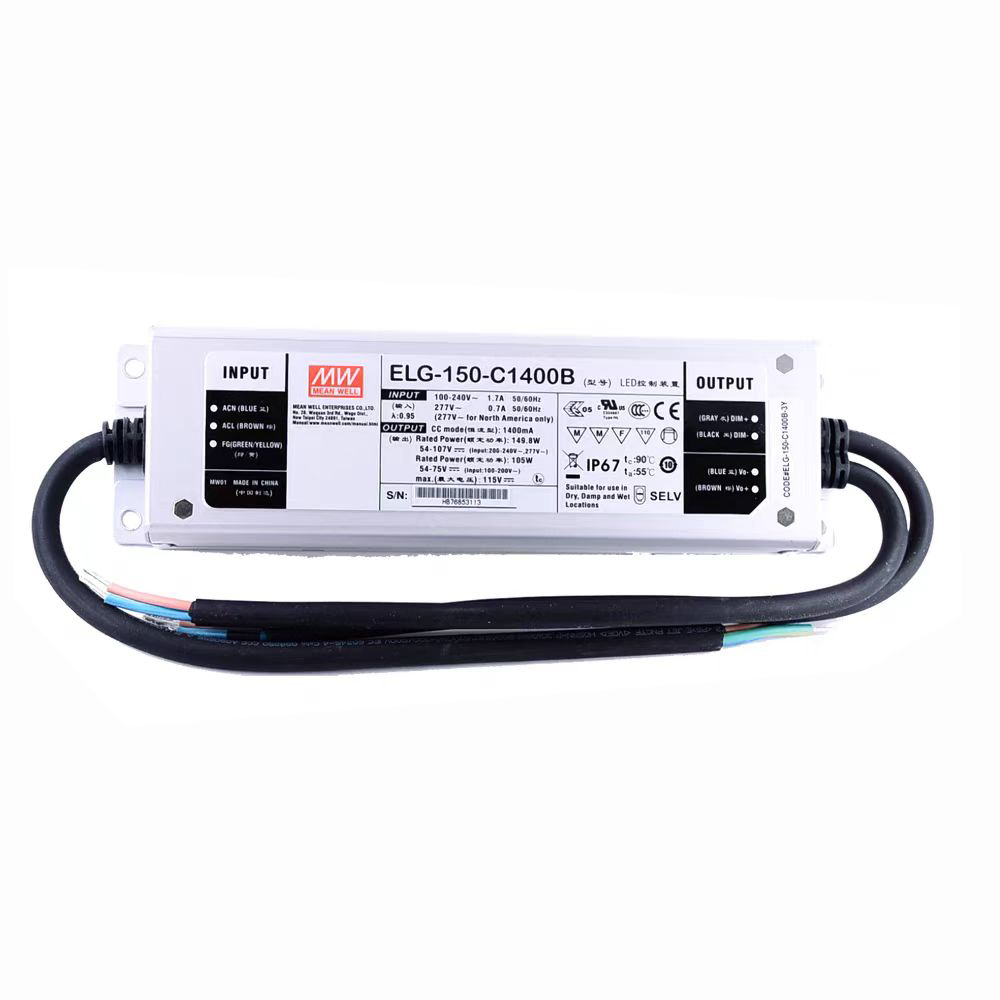 明纬105~150W恒流型LED驱动器ELG-150-C系列ELG-150-C500/ELG-150-C700/ELG-150-C1050/ELG-150-C1400/ELG-150-C1750/ELG-150-C2100户外照明灯驱动器