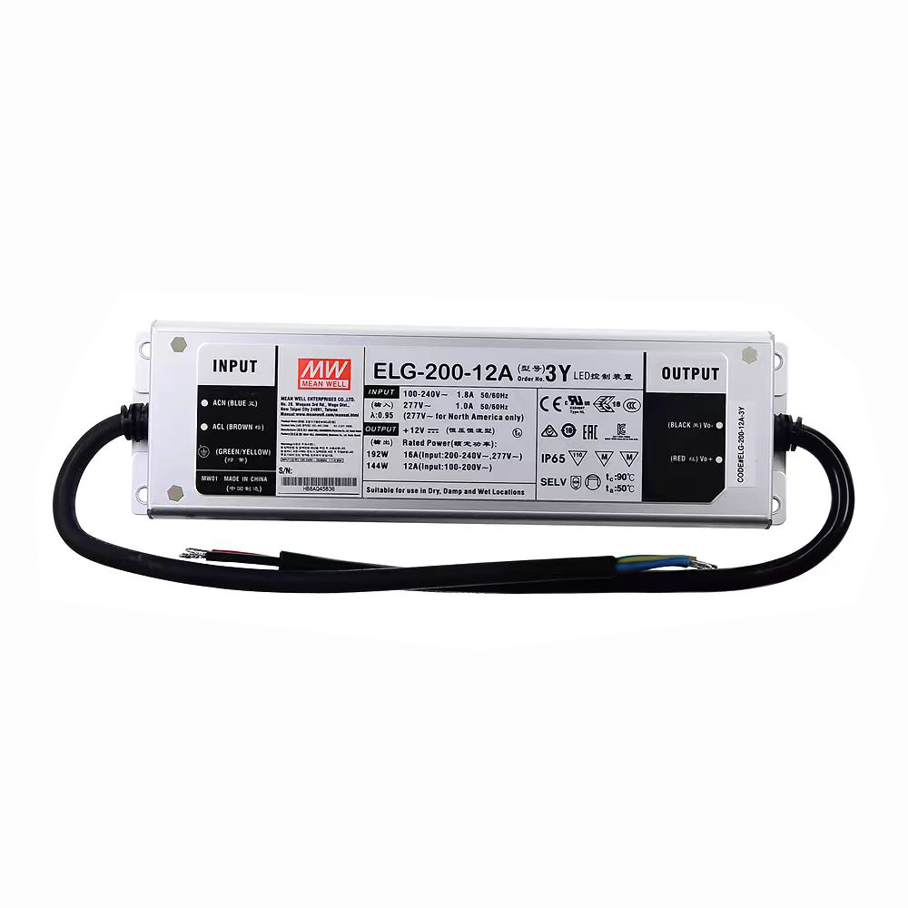 明纬144~200W恒流型+恒压型LED驱动器ELG-200系列ELG-200-12/ELG-200-24/ELG-200-36/ELG-200-42/ELG-200-48/ELG-200-54户外照明灯驱动器