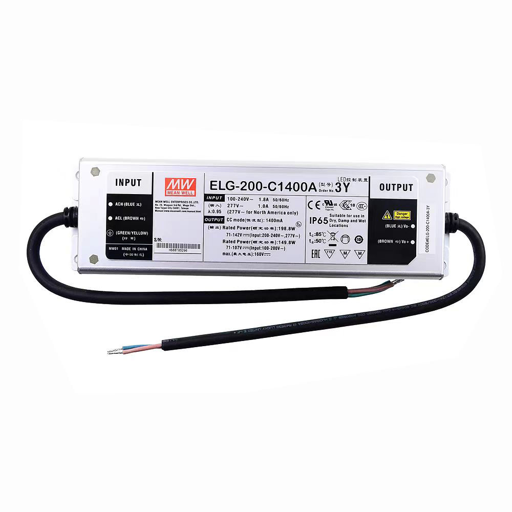 明纬150~200W恒流型LED驱动器ELG-200-C系列ELG-200-C700/ELG-200-C1050/ELG-200-C1400/ELG-200-C1750/ELG-200-C2100户外照明灯驱动器