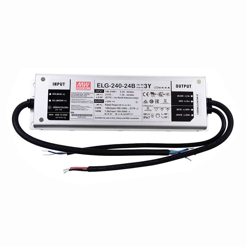 明纬180~240W恒流型+恒压型LED驱动器ELG-240系列ELG-240-24/ELG-240-36/ELG-240-42/ELG-240-48/ELG-240-54户外照明灯驱动器