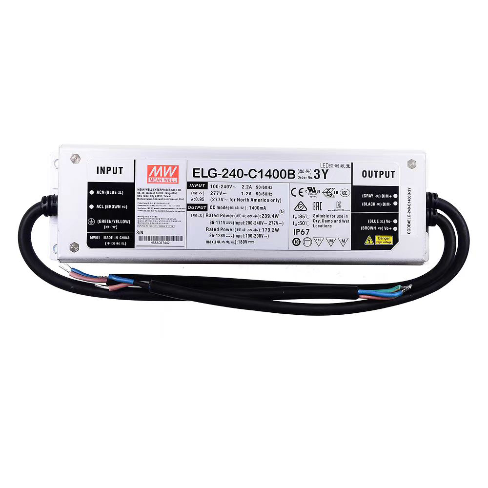 明纬178.5~200W恒流型LED驱动器ELG-240-C系列ELG-240-C700/ELG-240-C1050/ELG-240-C1400/ELG-240-C1750/ELG-240-C2100户外照明灯驱动器