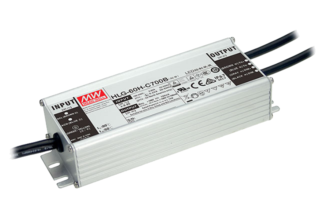 明纬70W恒流型LED驱动器HLG-60H-C系列HLG-60H-C350A/HLG-60H-C700A高转换率电源供应器