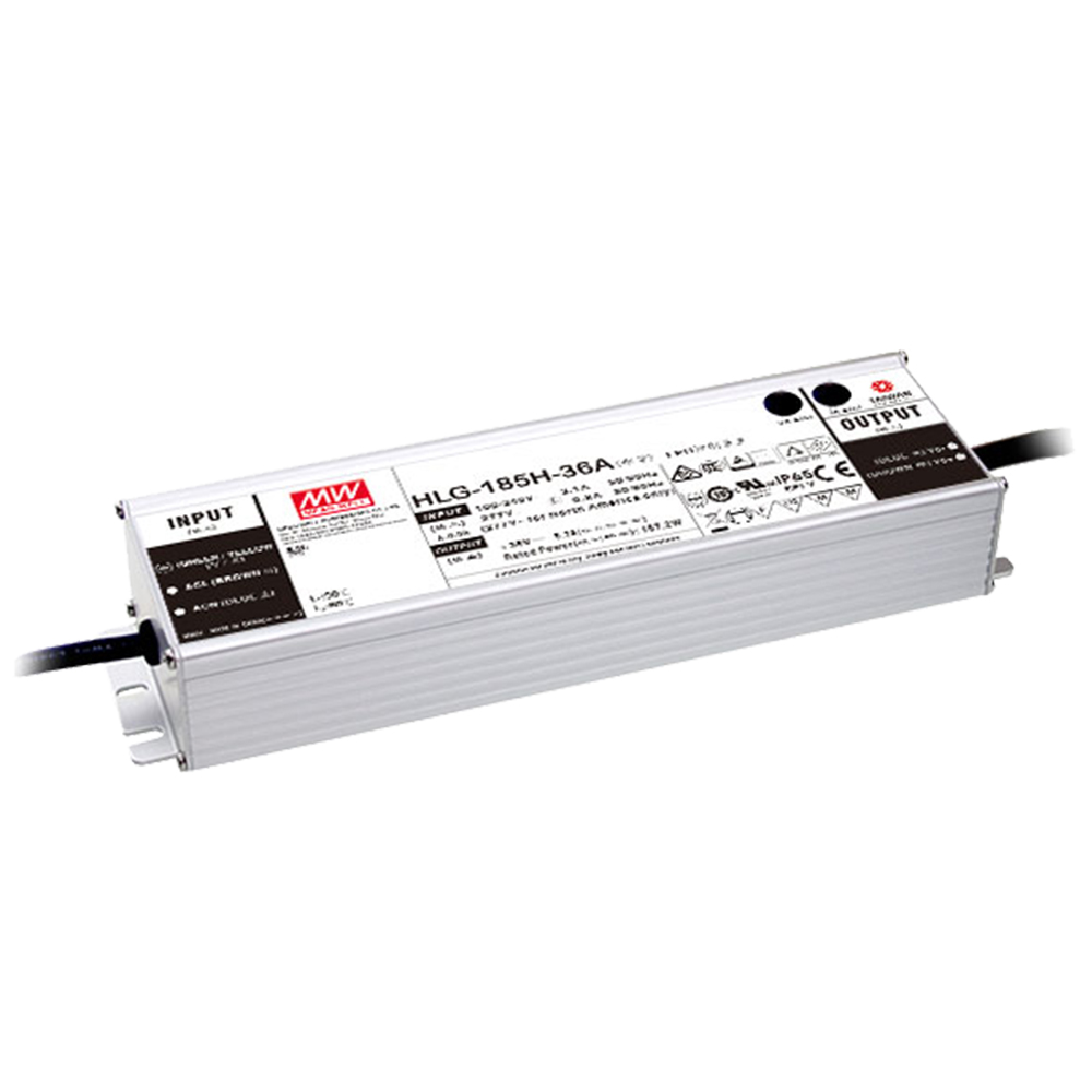 明纬185W恒流型+恒压型LED驱动器HLG-185H系列HLG-185H-24A/HLG-185H-48A高转换率PFC电源供应器A/B/AB