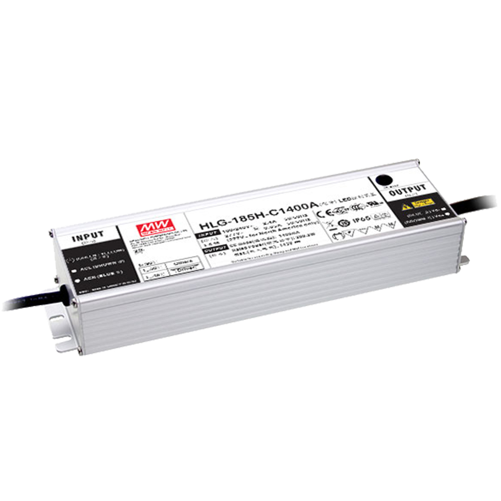 明纬200W恒流型LED驱动器HLG-185H-C系列HLG-185H-C500A/HLG-185H-C700A高转换率电源供应器