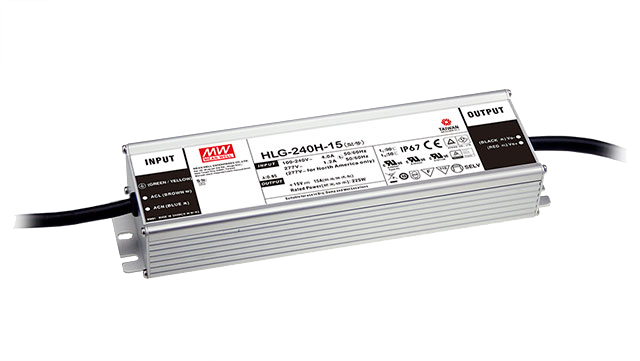 明纬240W恒流型+恒压型LED驱动器HLG-240H系列HLG-240H-15A/HLG-240H-24A高转换率PFC电源供应器A/B/AB