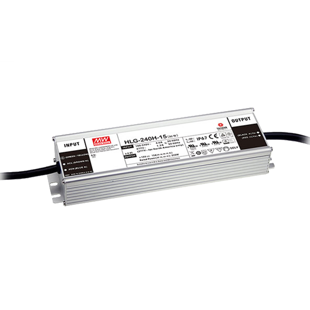 明纬240W恒流型+恒压型LED驱动器HLG-240H系列HLG-240H-15A/HLG-240H-24A高转换率PFC电源供应器A/B/AB