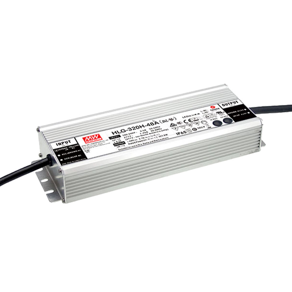 明纬320W恒流型+恒压型LED驱动器HLG-320H系列HLG-320H-15A/HLG-320H-24A高转换率PFC电源供应器A/B/AB