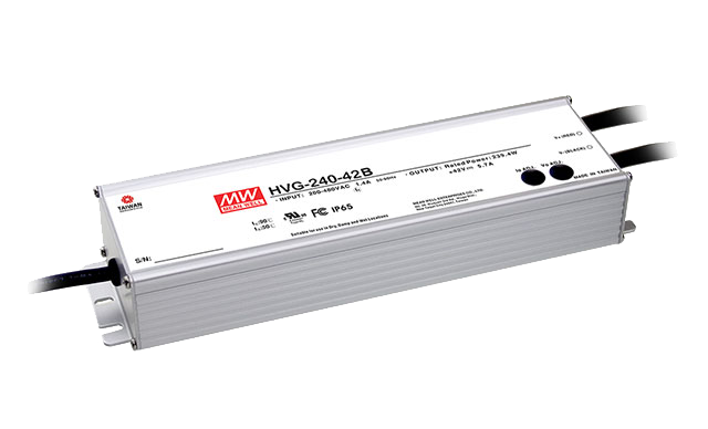 明纬HVG-240系列240W恒流型+恒压型LED驱动器HVG-240-42A/HVG-240-24A/HVG-240-48A高转换率PFC电源供应器