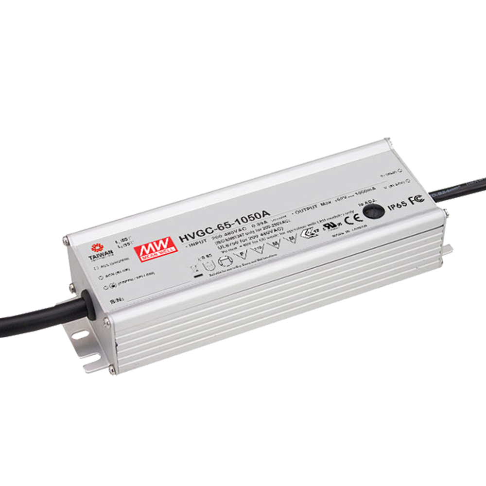 明纬HVGC-65系列65W恒流型LED驱动器HVGC-65-1050A/HVGC-65-500A/HVGC-65-700A高转换率PFC电源供应器