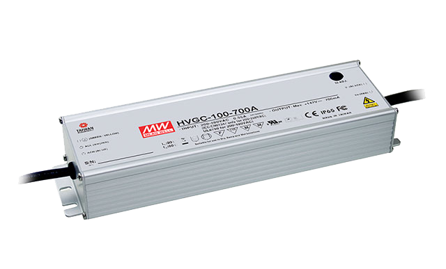 明纬HVGC-100系列100W恒流型LED驱动器HVGC-100-350A/HVGC-100-700A高转换率PFC电源供应器