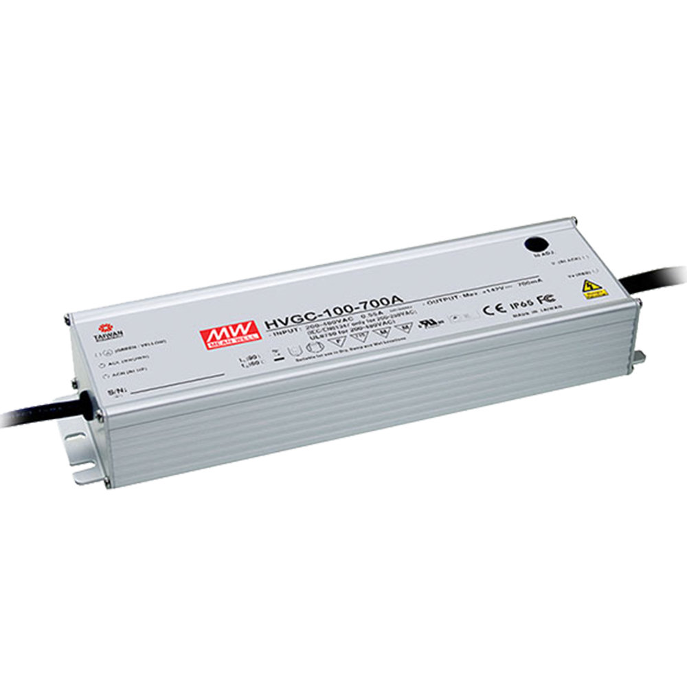 明纬HVGC-100系列100W恒流型LED驱动器HVGC-100-350A/HVGC-100-700A高转换率PFC电源供应器