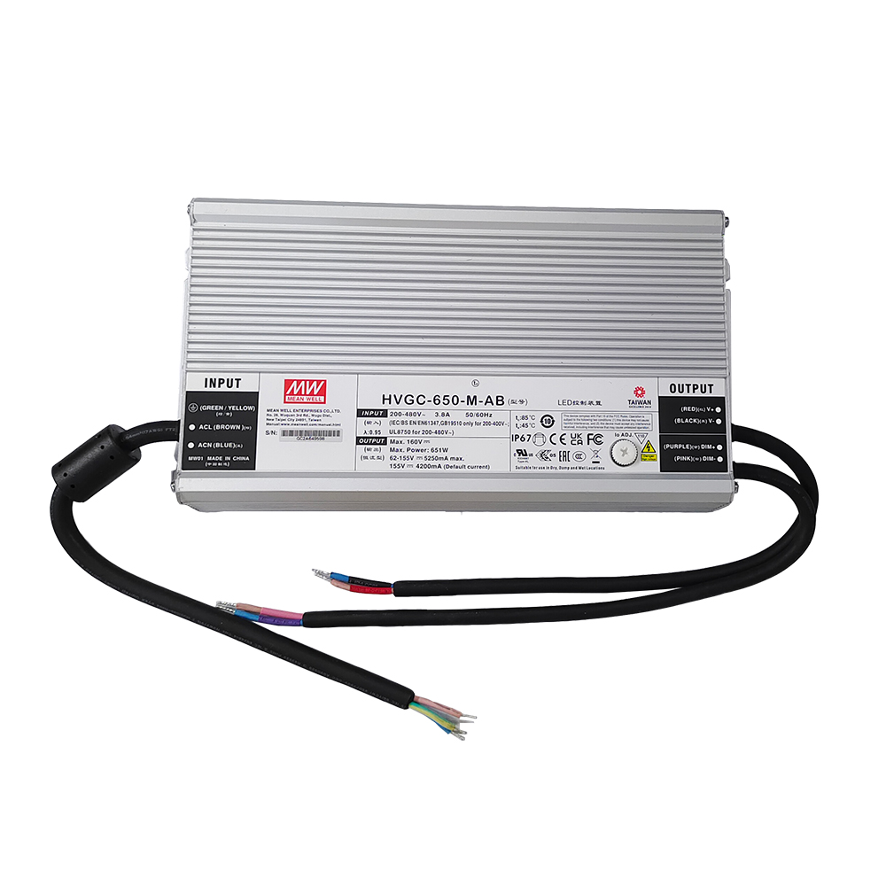 明纬HVGC-650系列650W恒功率型LED驱动器HVGC-650-L-AB/HVGC-650A-M-AB/HVGC-650-H-AB/HVGC-650-U-AB高转换率PFC电源供应器