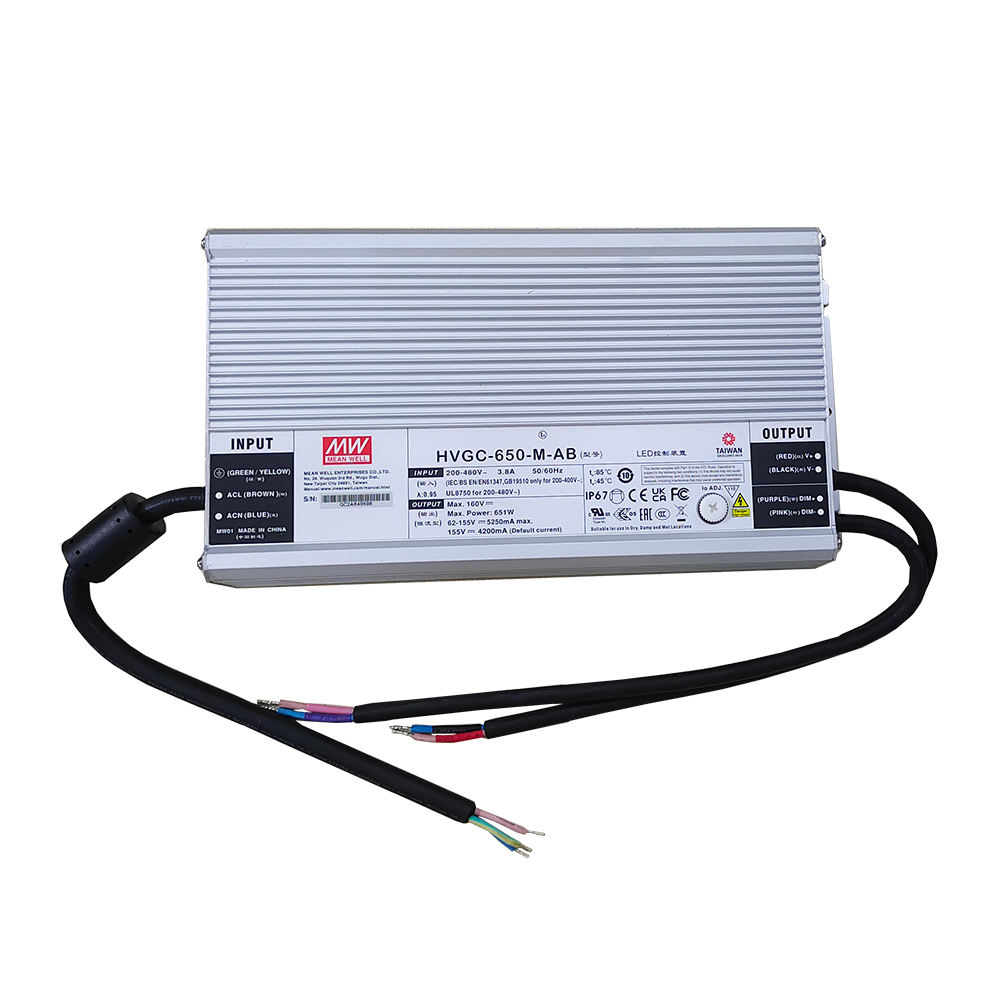 明纬HVGC-650系列650W恒功率型LED驱动器HVGC-650-L-AB/HVGC-650A-M-AB/HVGC-650-H-AB/HVGC-650-U-AB高转换率PFC电源供应器
