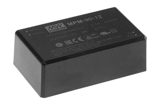 台湾明纬MPM-90系列90W AC-DC高信赖PCB安装型绿色电源模块MPM-90-3.3/MPM-90-5/MPM-90-12/MPM-90-15/MPM-90-24电源供应器ST