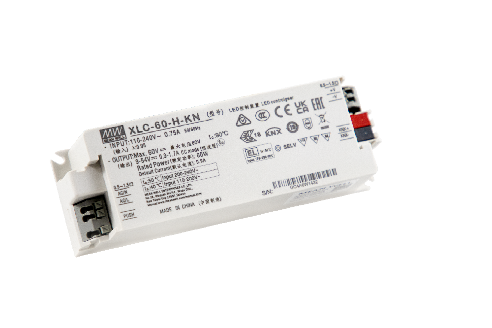 台湾明纬XLC-60-KN系列60W多级恒功率LED驱动器XLC-60-H-KN/XLC-60-H-KNS内置KNX接口