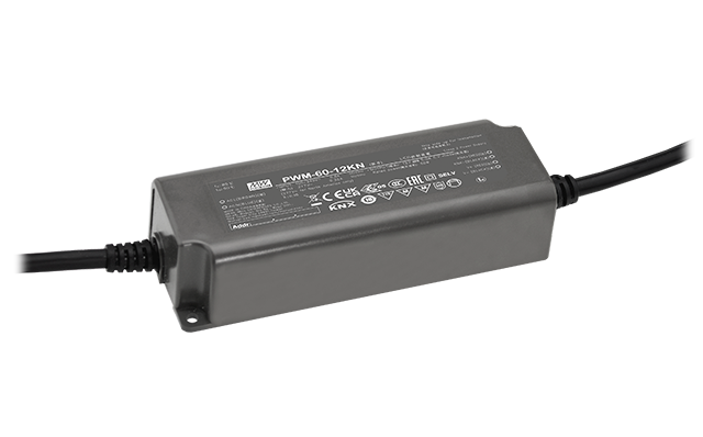 台湾明纬PWM-60-KN系列60W恒压PWM输出KNX LED驱动器PWM-60-12KN/PWM-60-24KN室内LED照明灯具驱动器电源