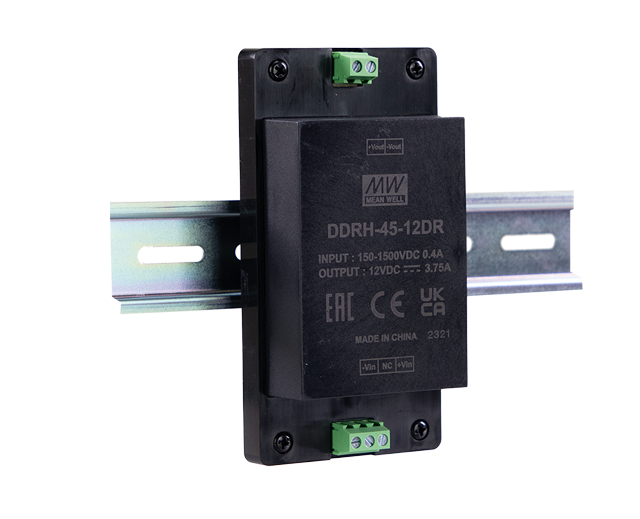 明纬电源DDRH-45系列45W高可靠性150~1500Vdc超宽输入DC-DC转换器DDRH-45-12P/DDRH-45-15ST/DDRH-45-24P/DDRH-45-48DR