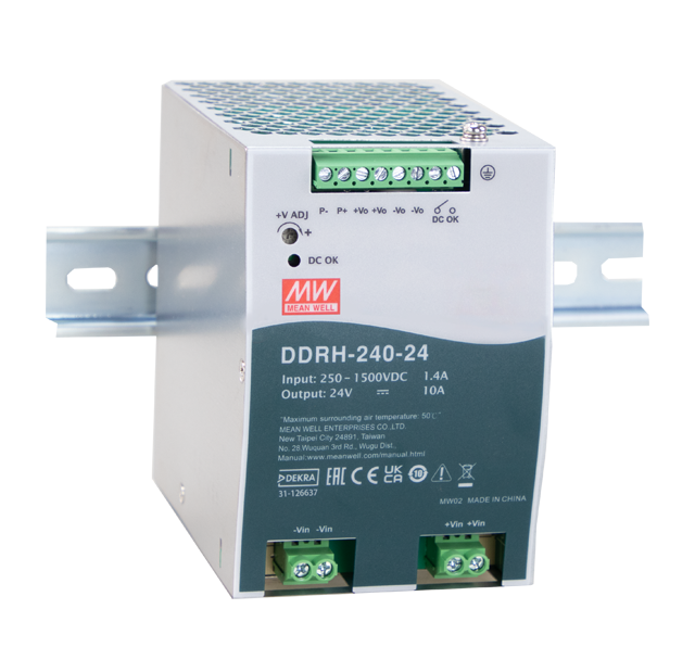 明纬电源DDRH-240系列240W高可靠性250~1500Vdc超宽输入DC-DC转换器DDRH-240-12/DDRH-240-24/DDRH-240-32/DDRH-240-48