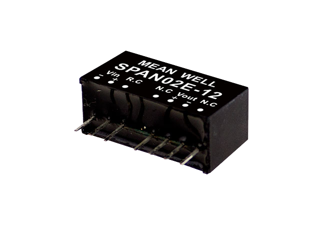 明纬电源SPAN02单组DPAN02双组系列2W SIP封装DC-DC稳压转换器SPAN02E-03/DPAN02E-05/SPAN02A-12/DPAN02A-15/SPAN02B-12/SPAN02C-15/DPAN02C-15